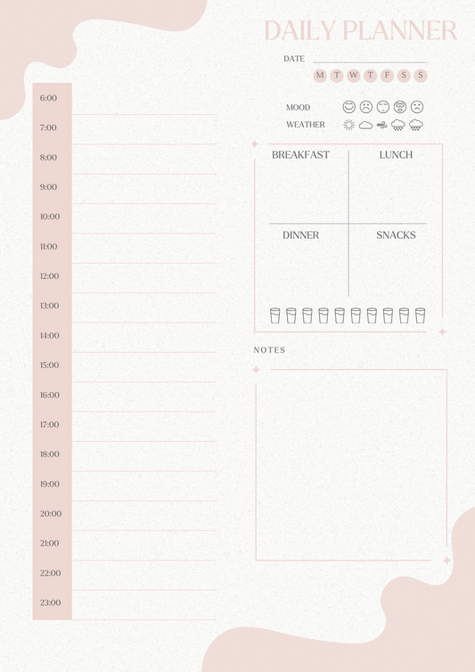 Squiggle Blush Daily Planner